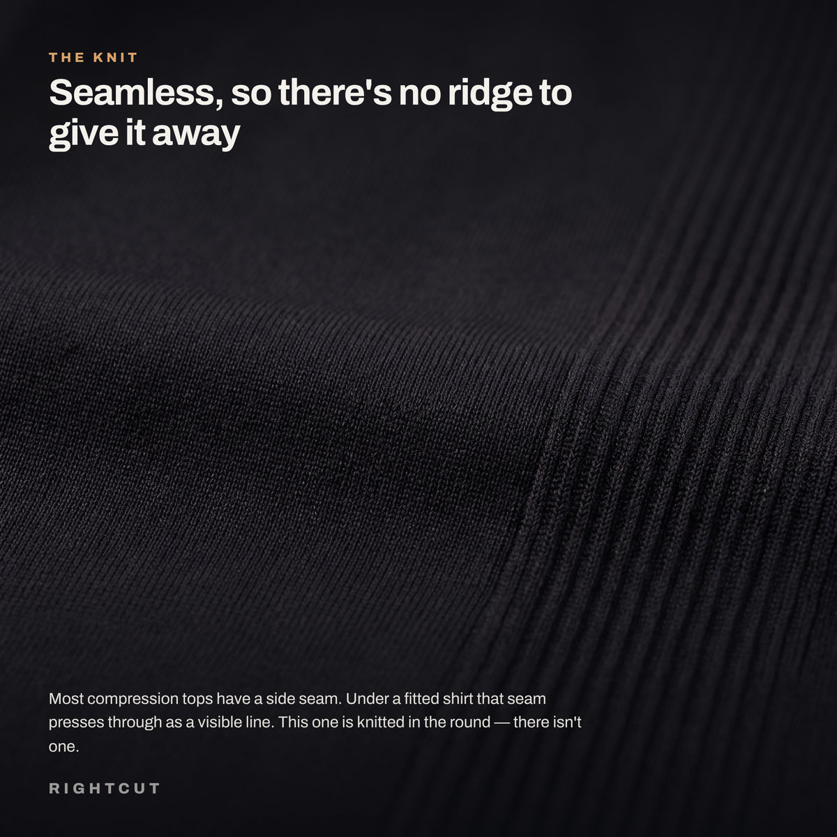 Close-up of the seamless knit and ribbed compression panelling