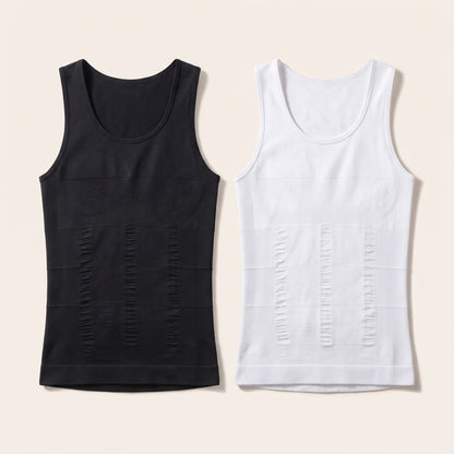 The Rightcut compression vest in black and in white, side by side